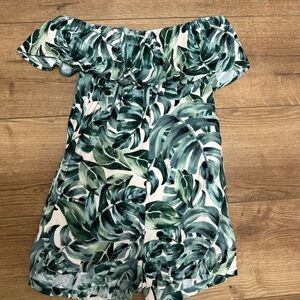 Olivaceous Green Leaf Print Romper